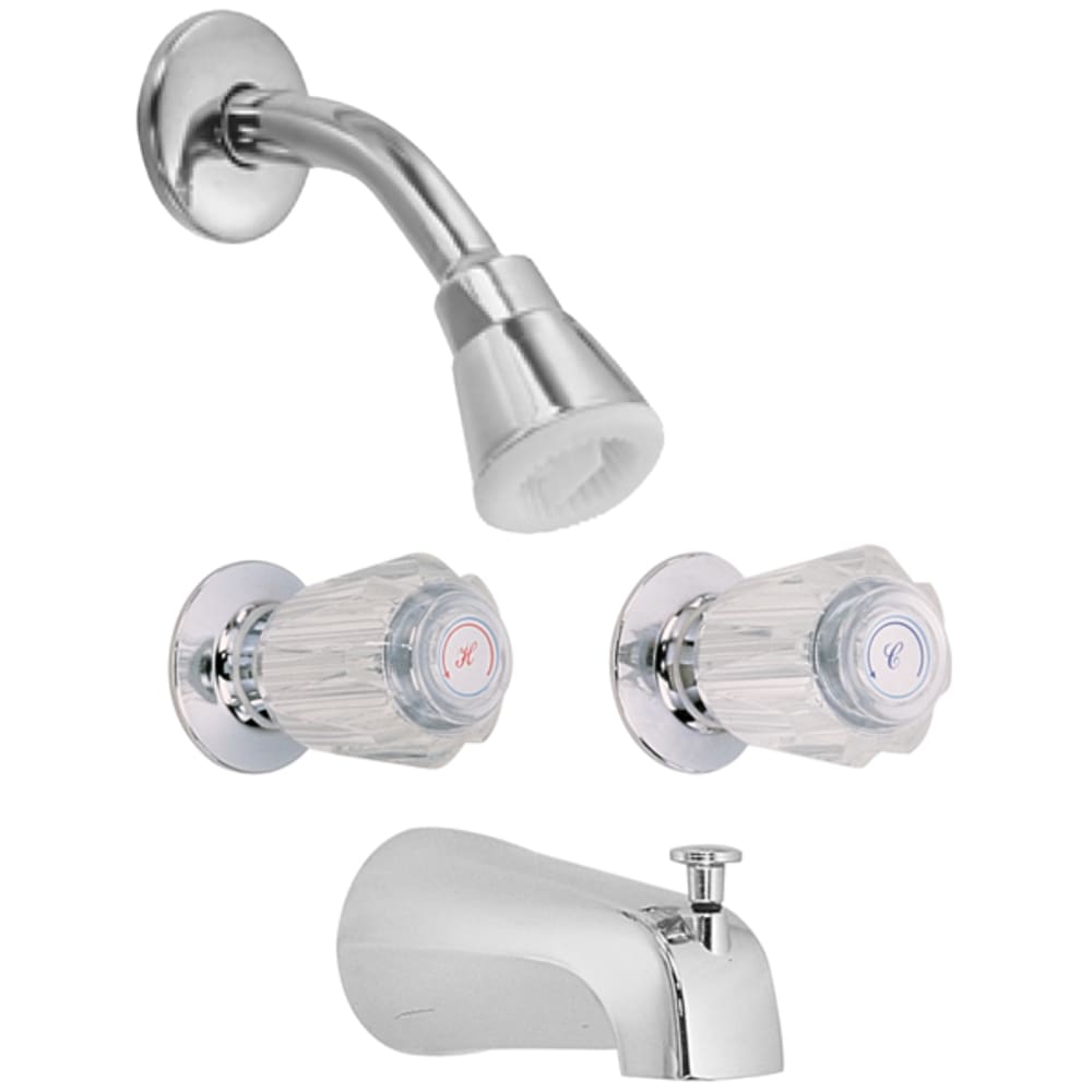 Two Handle 8 Inch Centerset Tub and Shower Valve Polished Chrome finish Brass Construction Duraseal Washerless Cartridge Acrylic 8020165 Bath, Bathroom Faucets