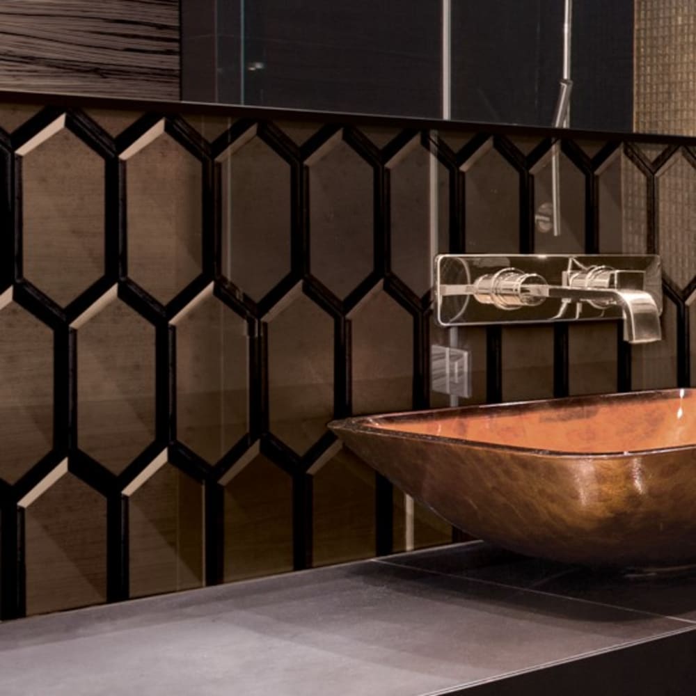 bronze glass backsplash