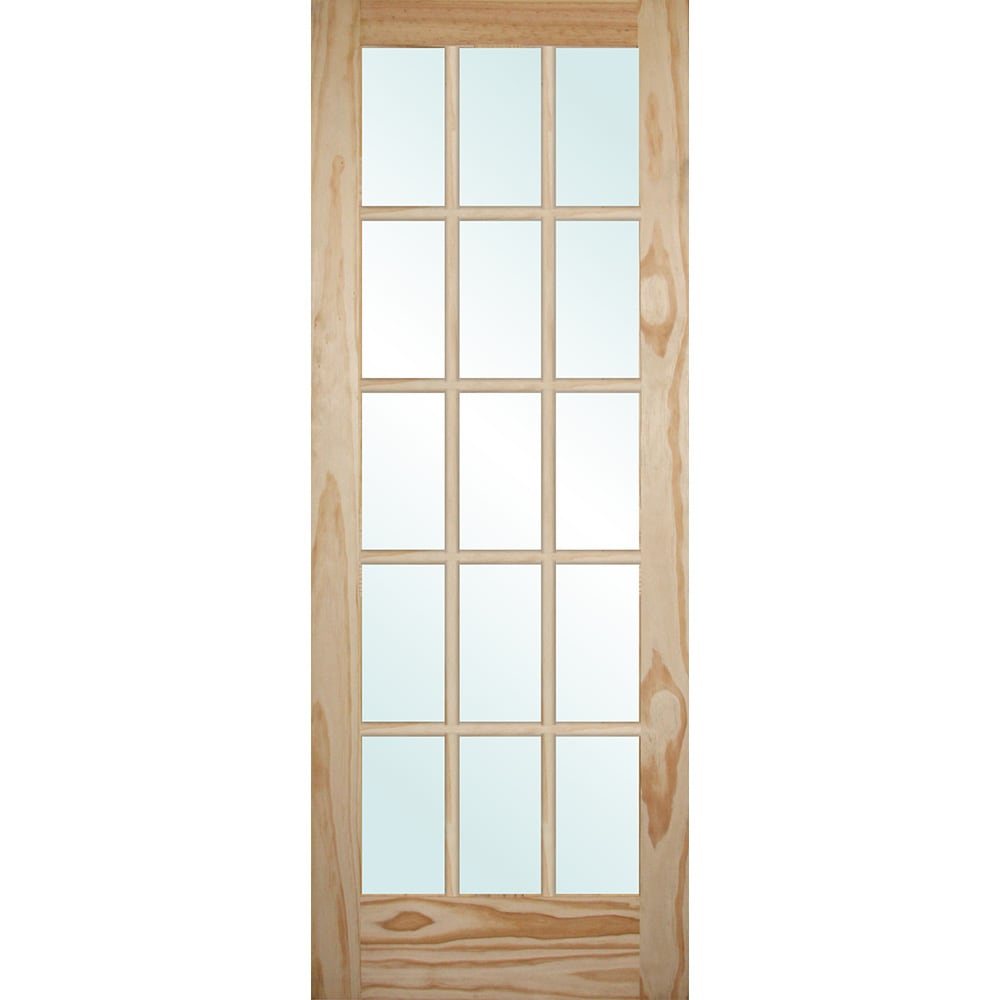 Genuine pine construction 15 lite pattern 1 3 8 thick Ready to stain or paint Tempered safety glass 4520095 Doors, Door Slabs Interior
