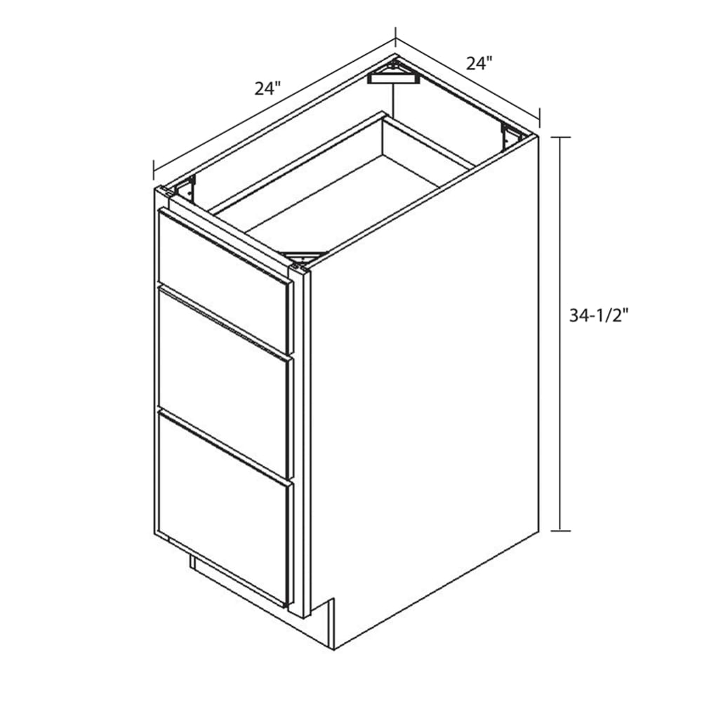 Leedo Canyon Tru White Shaker 24" ThreeDrawer Base Home Outlet