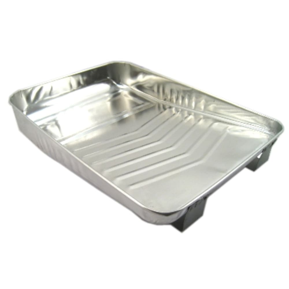 9 Bright Metal Paint Tray Ladder lock on legs ribbed tray for even loading 788455 Paint Sundries, Roller Frames, Covers & Trays