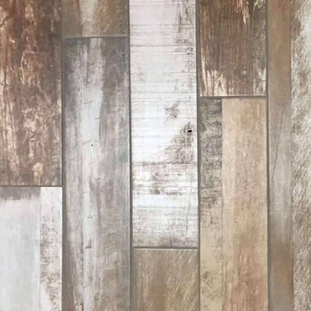 Beautiful distressed rustic wood planks with a color variation level of V4: there are large color variations from plank to plank. Various 5538993 Urban Wood Rustic 6x36 Porcelain Plank