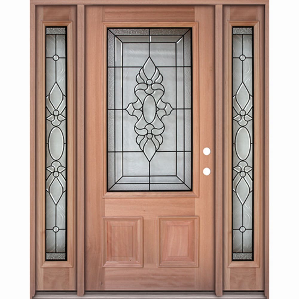 Twin Sidelites 22 x 48 Insulated Glass Insert And Decorative Patina Black Caming Pattern Left Hand Ready to install 4526284 Doors, Door Units Exterior