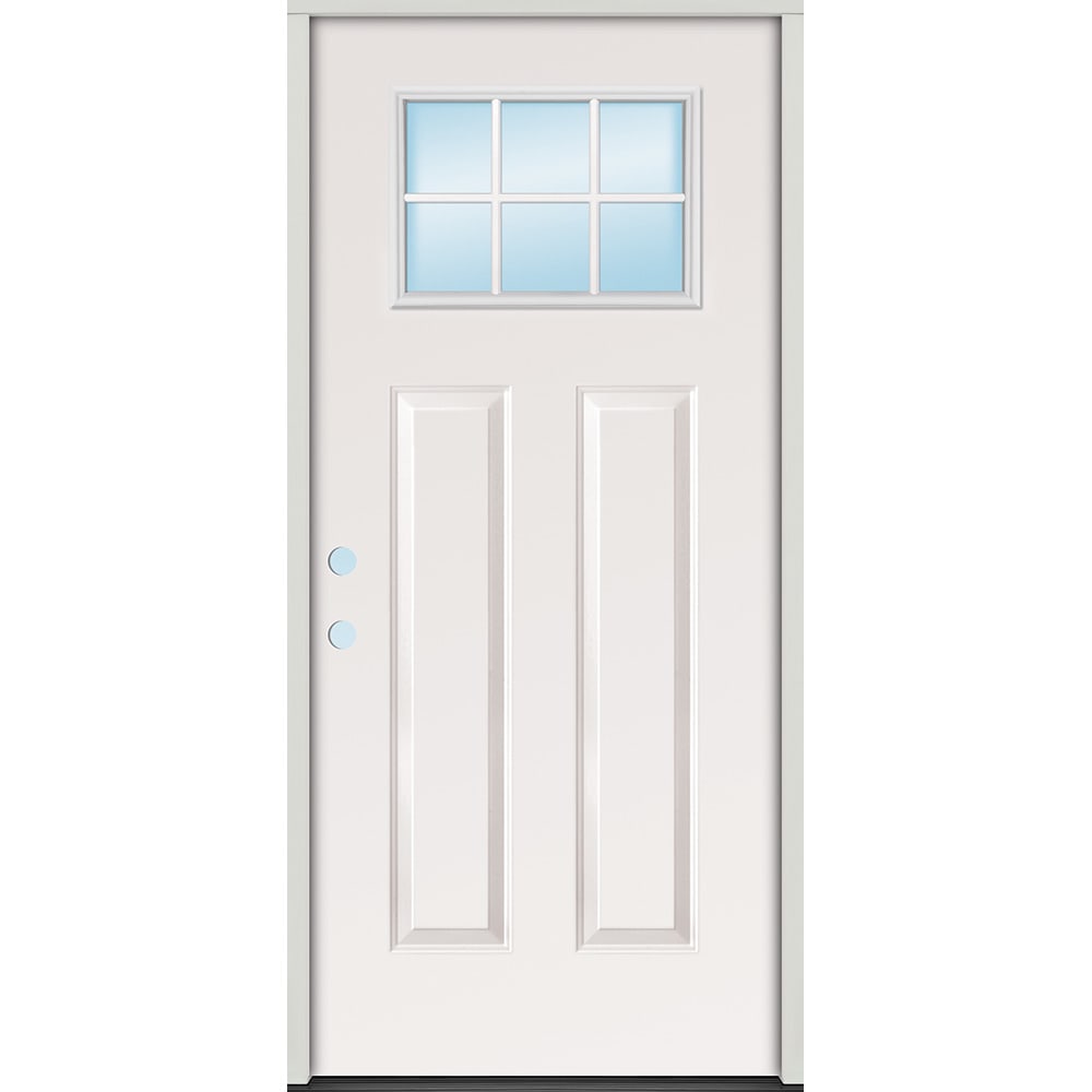 Therma-Tru Benchmark Doors Shaker 36-in x 80-in Fiberglass Craftsman  Right-Hand Inswing Ready To Paint Prehung Single Front Door with Brickmould