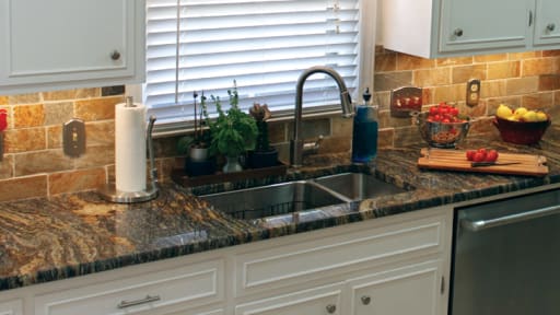 Counter And Backsplash White Cabinets