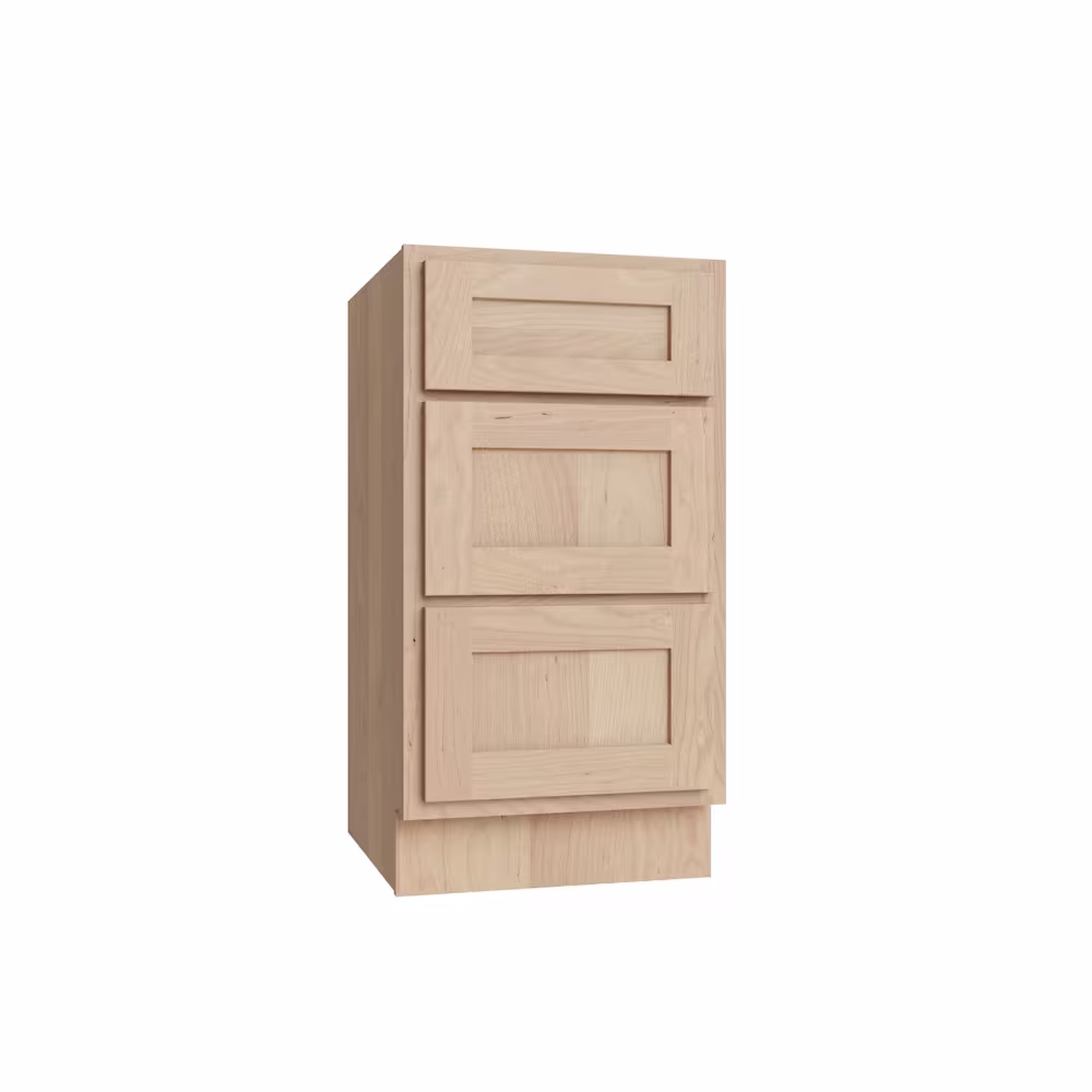 KCD Unfinished Birch KD Shaker 18" Drawer Base-3 Drawer