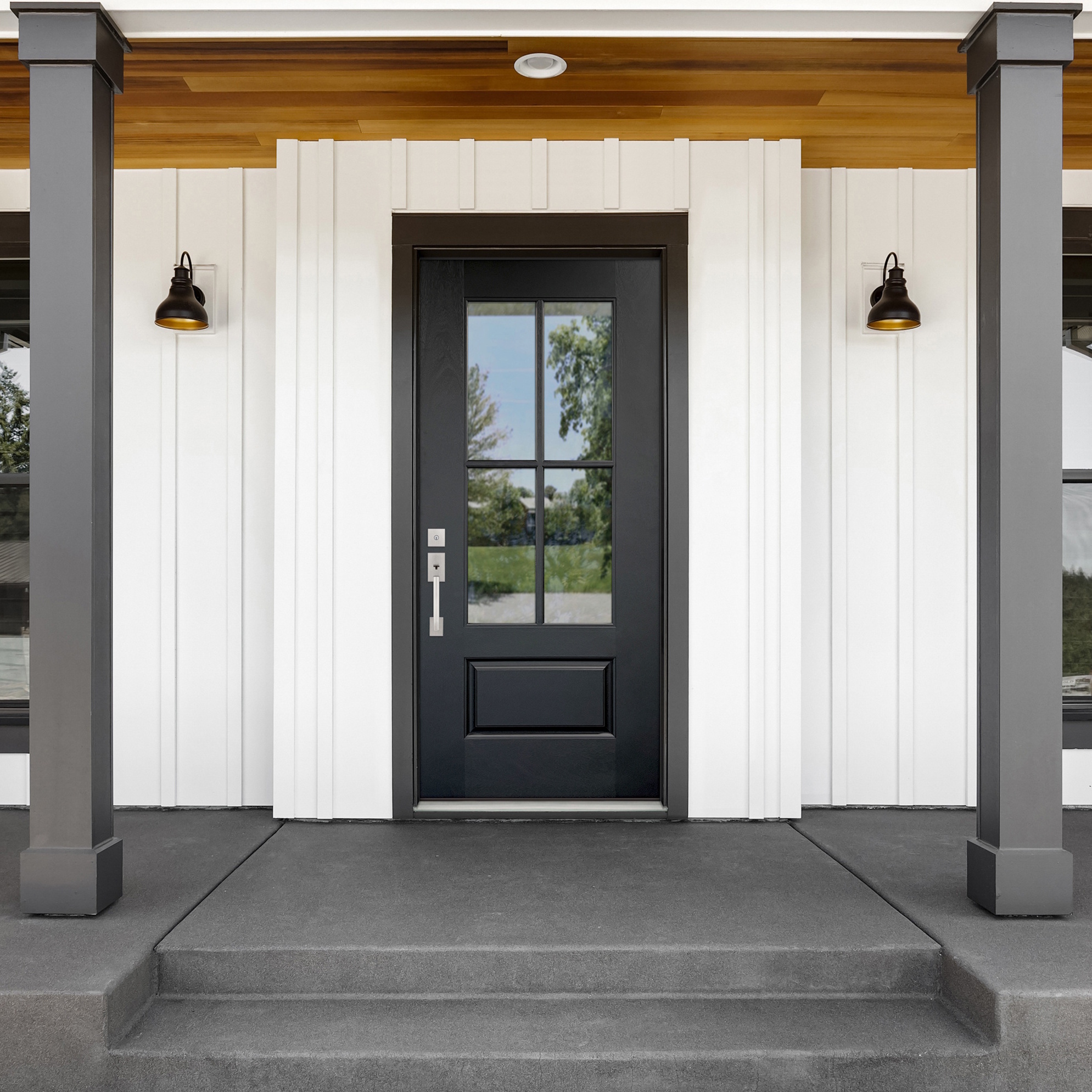 black 4-lite fiberglass exterior door