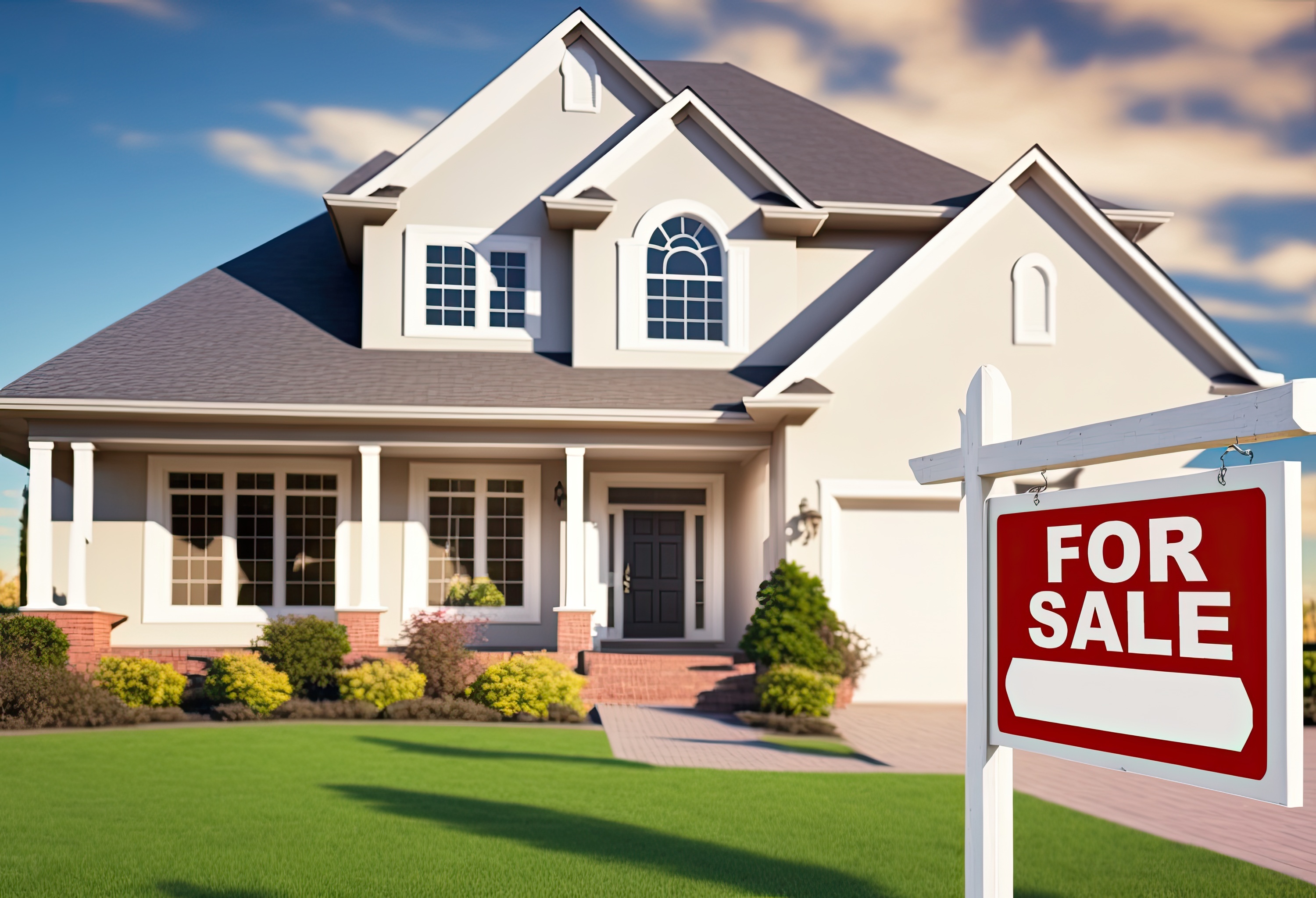 modern home with for sale sign