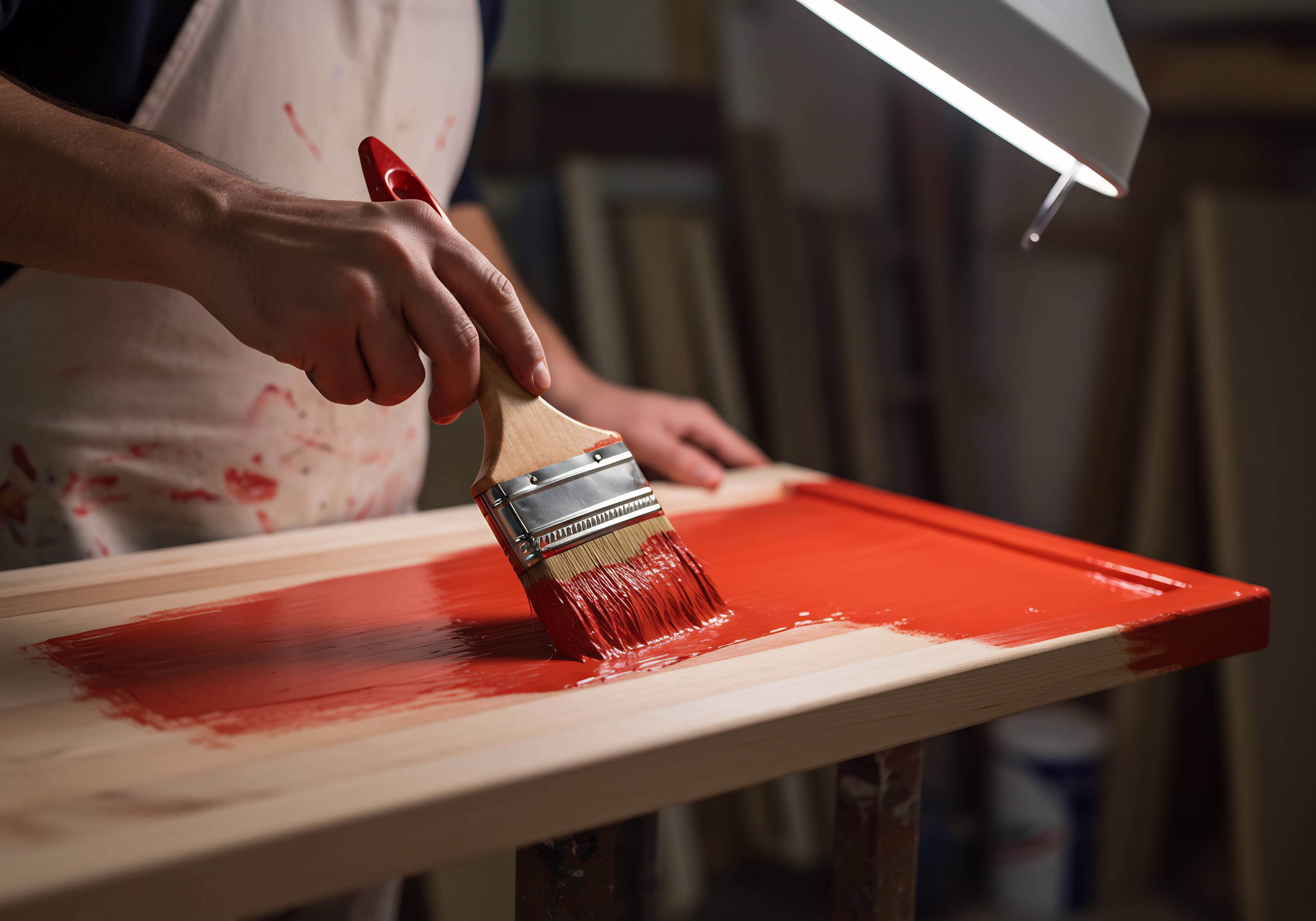 painting a cabinet door red