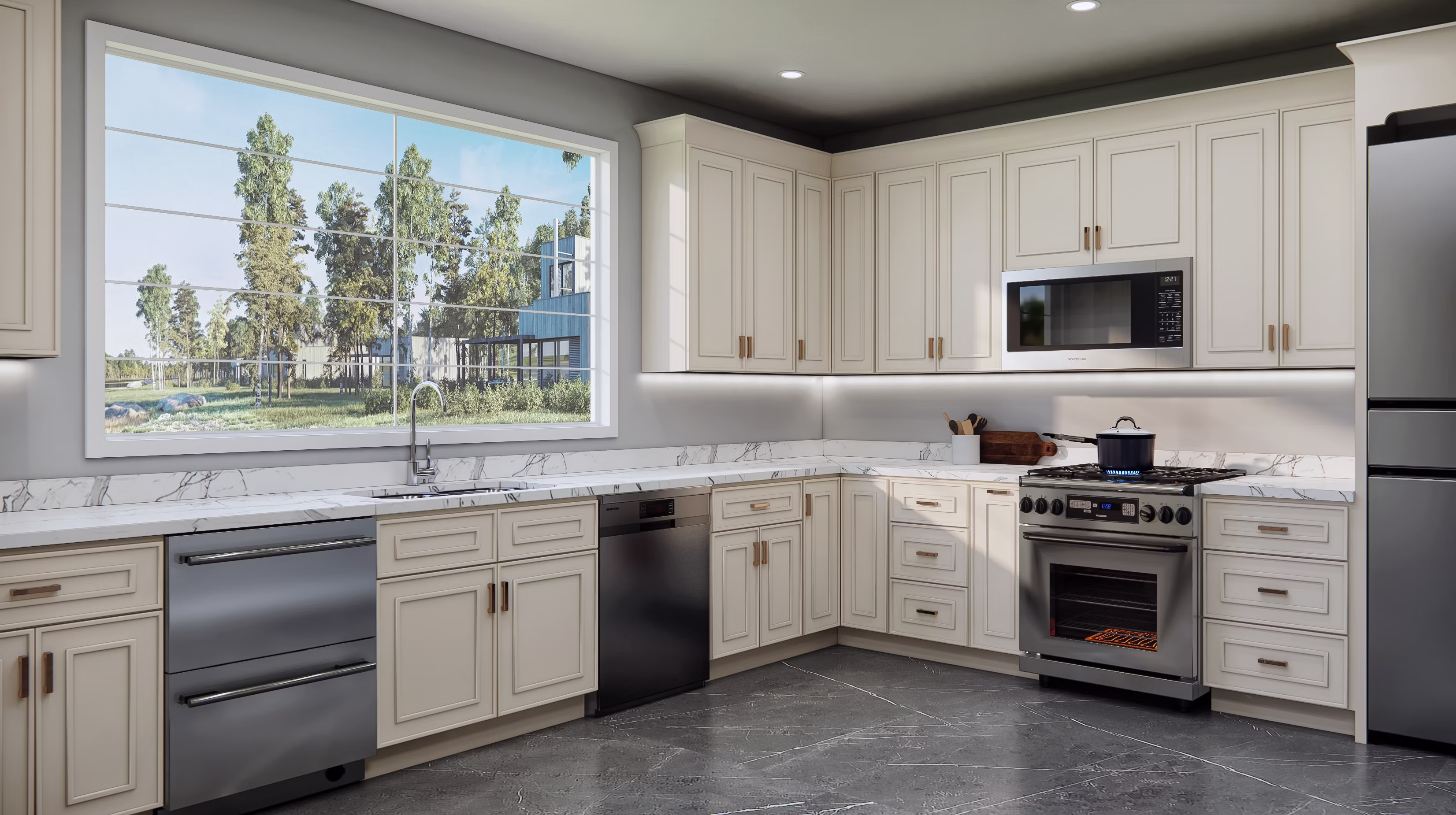 Kitchen featuring Greek Villa Faircrest cabinets