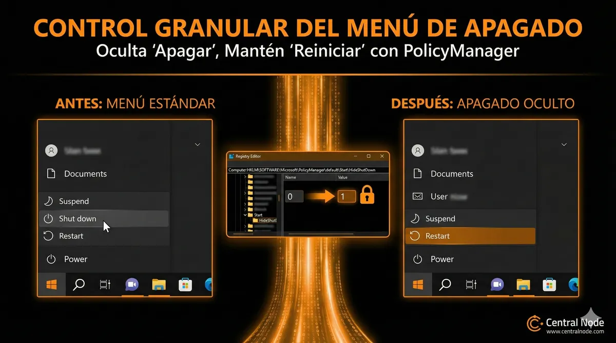 🔒 How to Hide Only the "Shut Down" Button in Windows Server (without affecting other options)