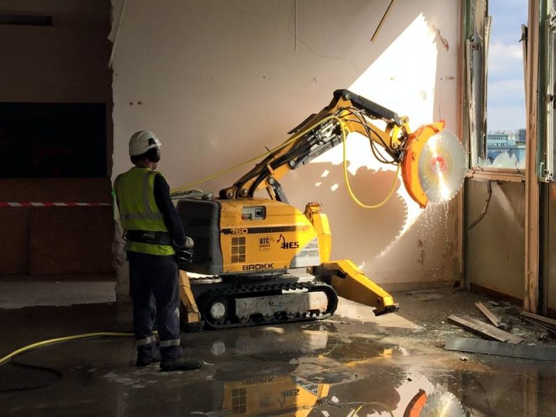 robot with echidna diamond rocksaw demolition