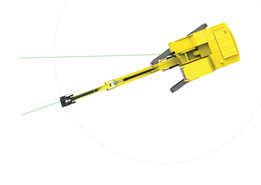 excavator cutting from abobe