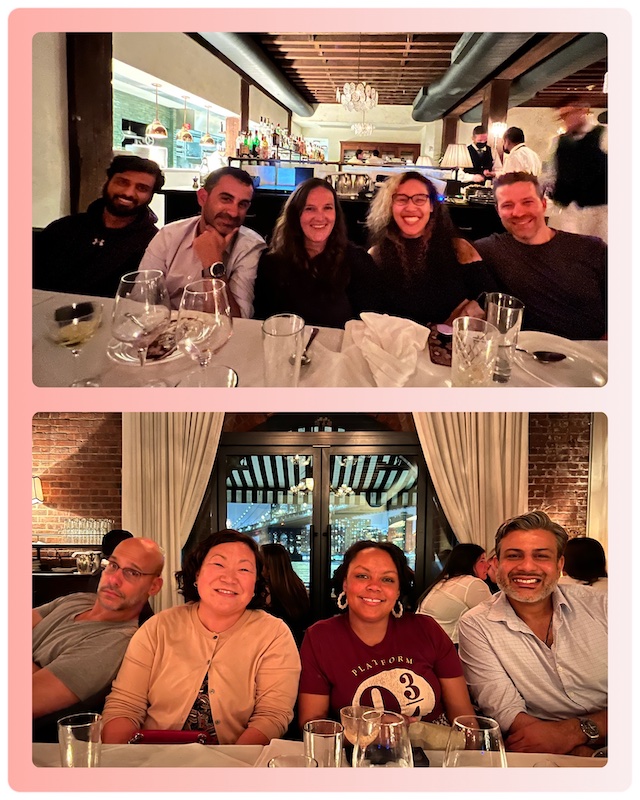Company photo at dinner