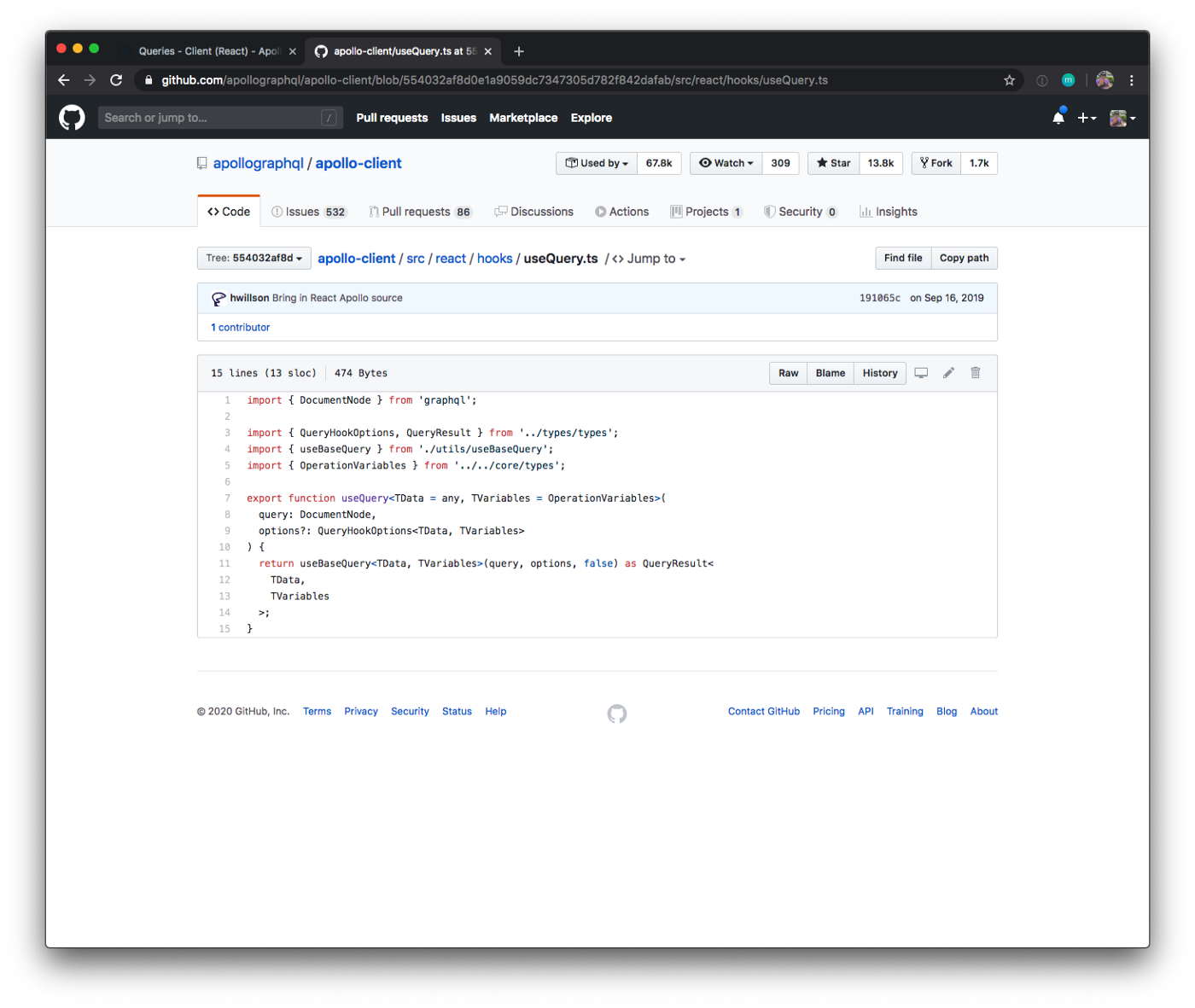 Code on a GitHub repository