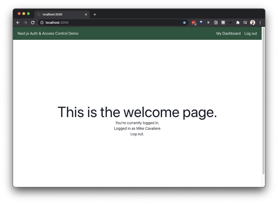 Logged-in homepage