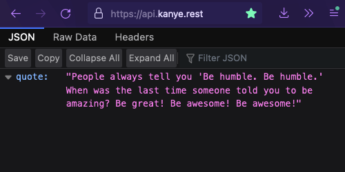 Kanye West API screenshot