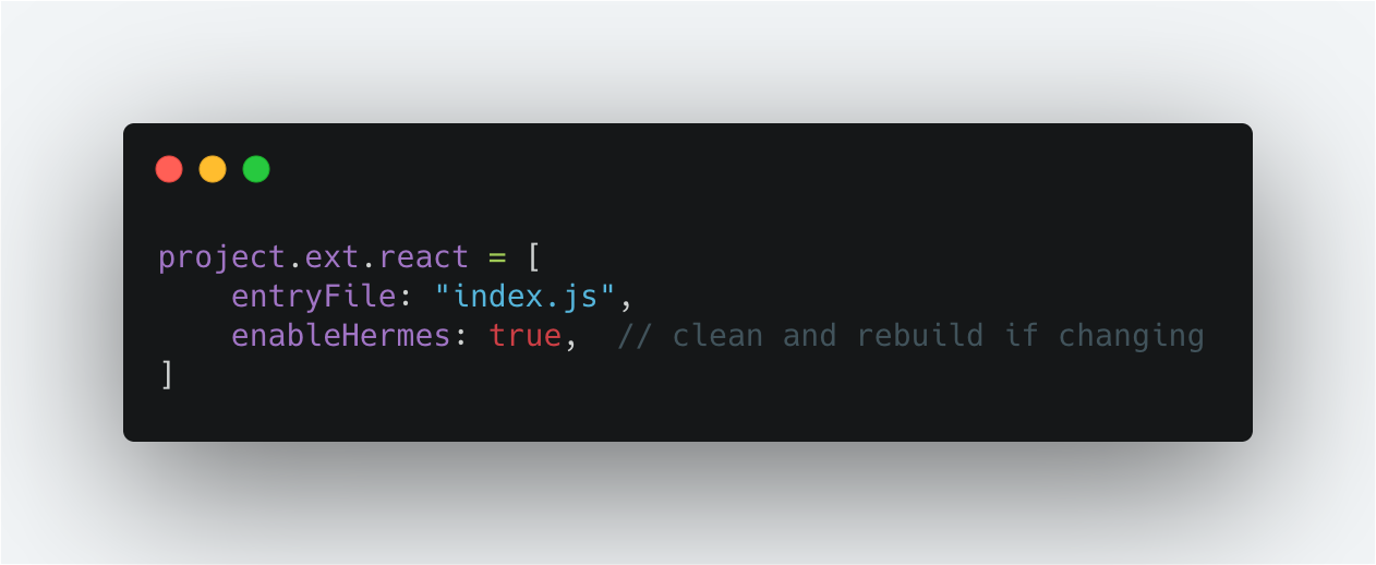 Hermes enabled in app/build.gradle