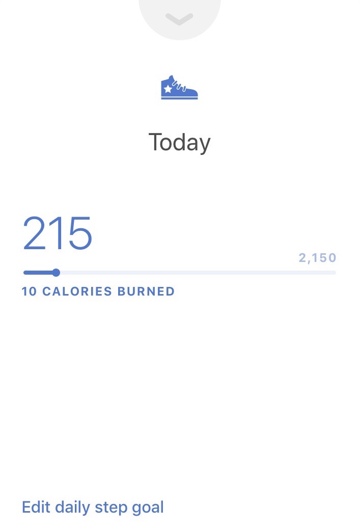 Screen with total steps