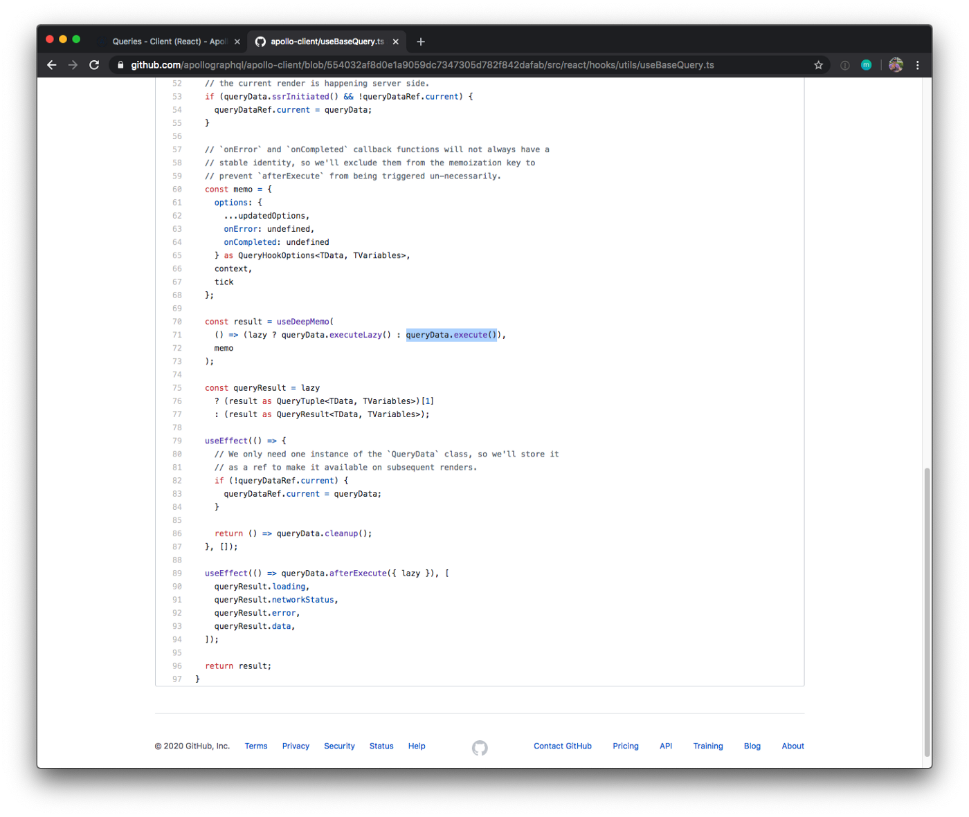 Code on a GitHub repository