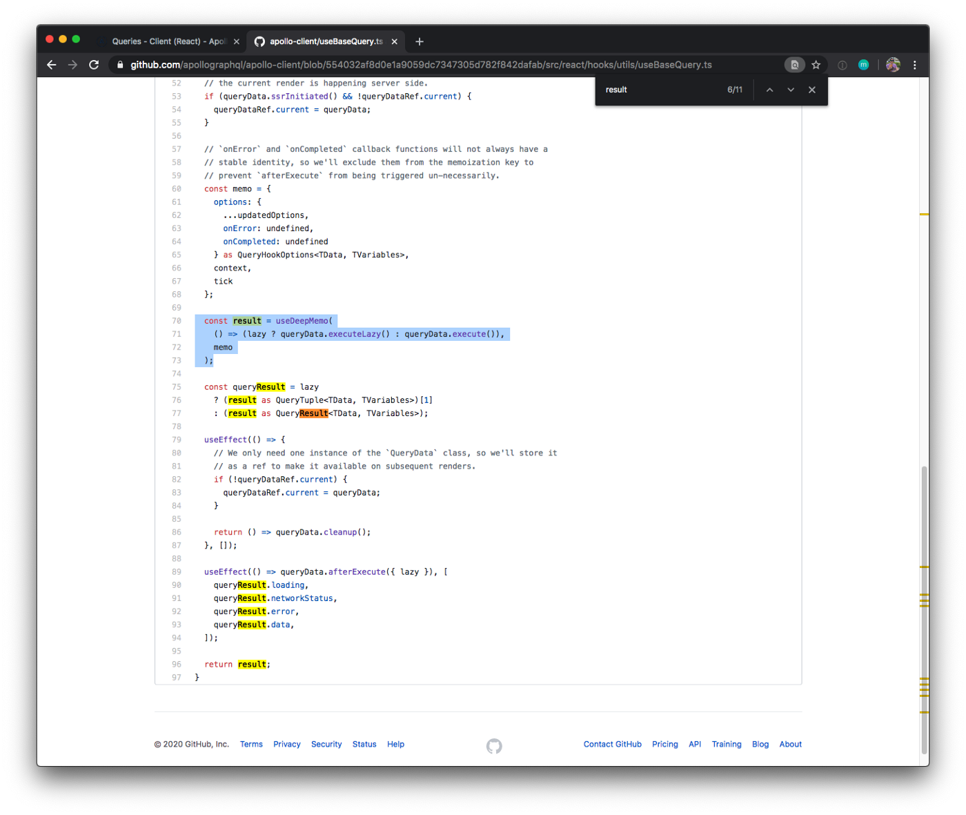 Code on a GitHub repository