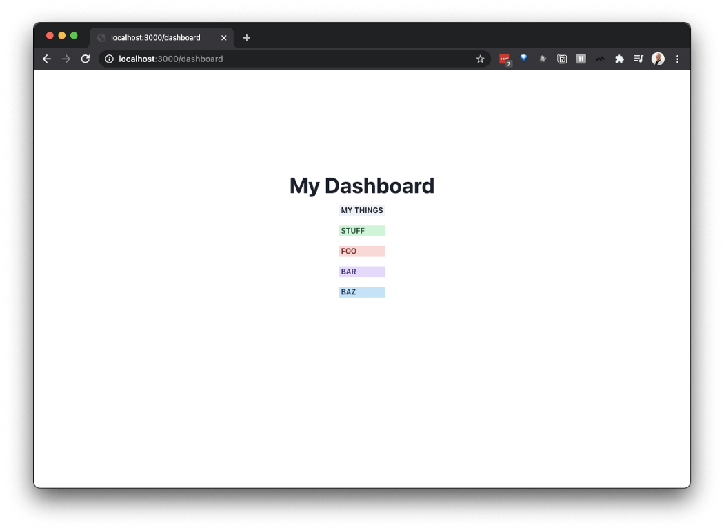 Sample app homepage