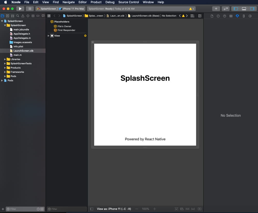 Existing project with a .xib Launch Screen