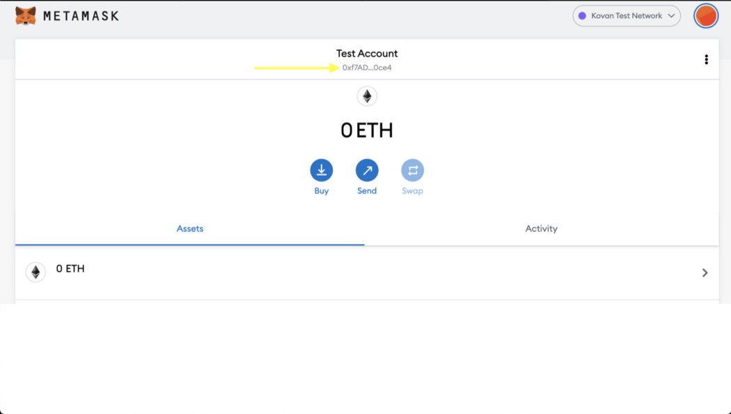 Metamask homescreen