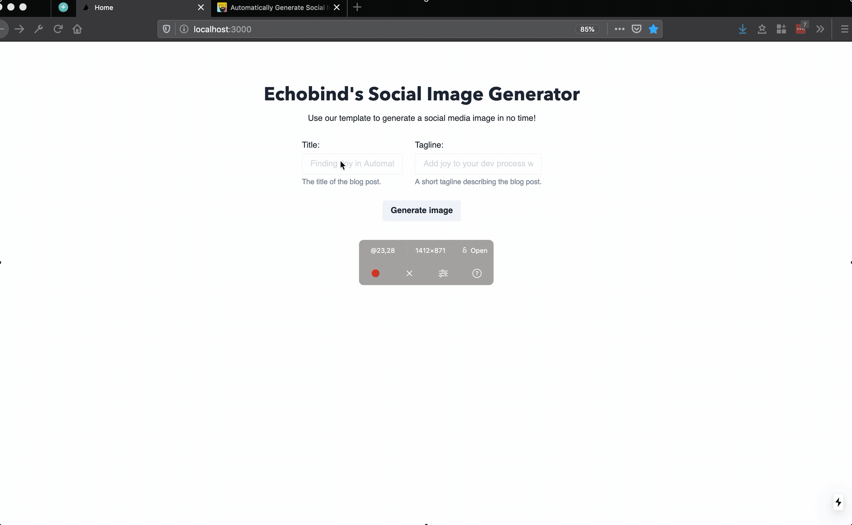 Our blog image generator in action.