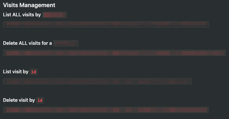 A picture showing some example snippets of the snippet book on the dashboard.