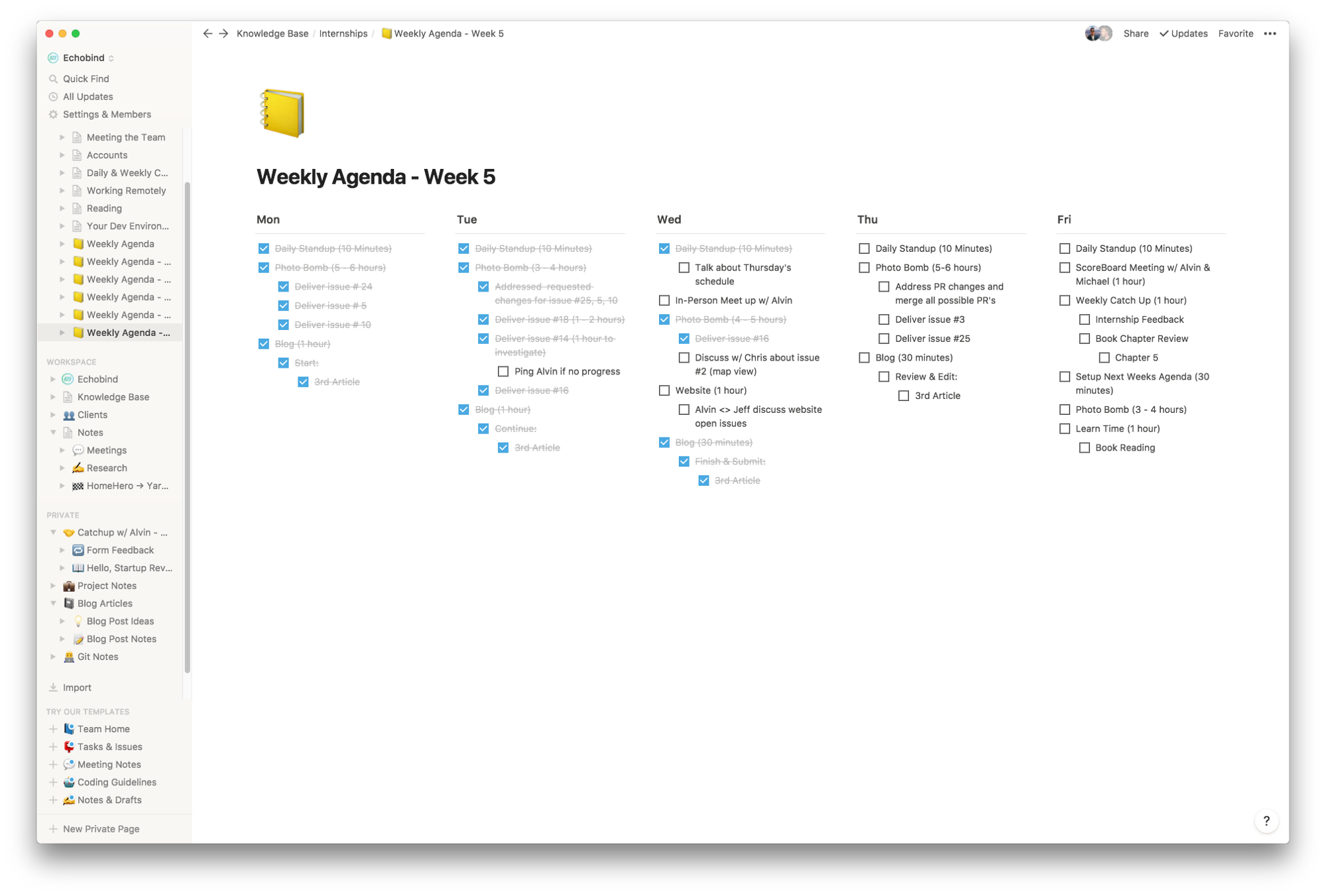 Notion page