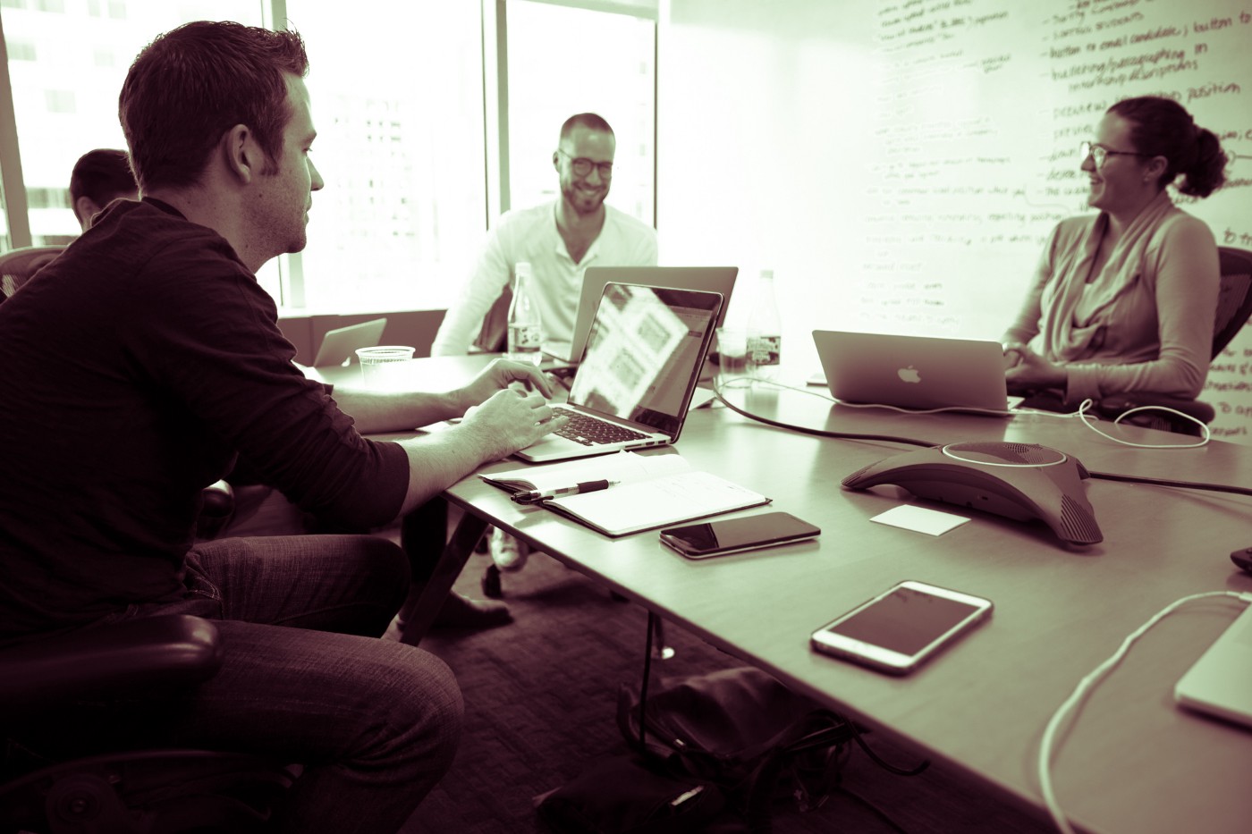 Chris Ball and Sarah Case at client meeting