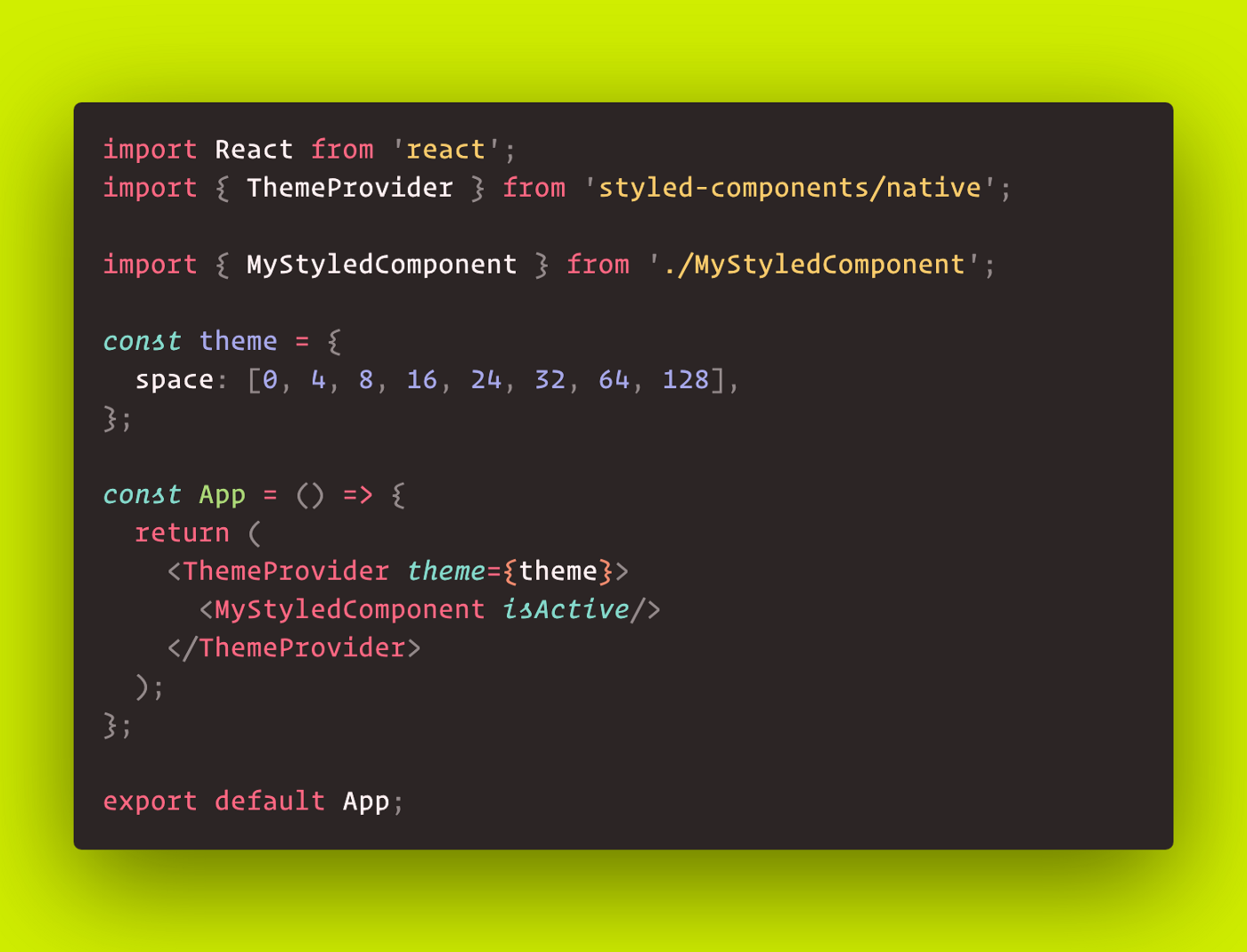 React main App component code