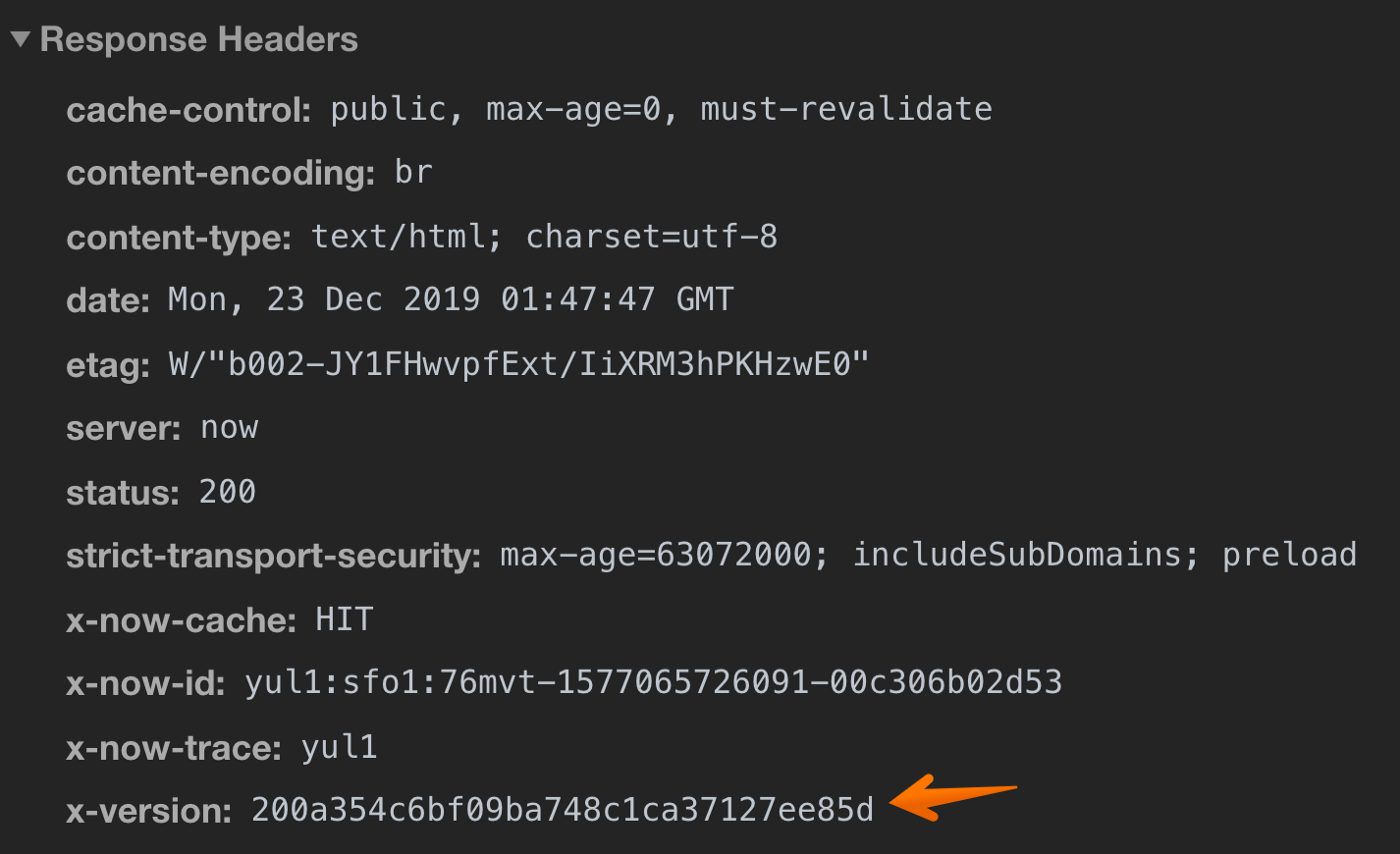 an example of the x-version header