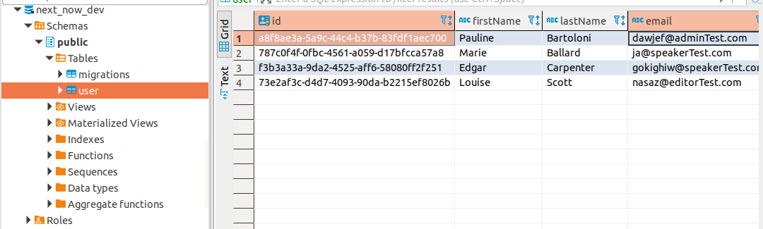 Postman application showing user data