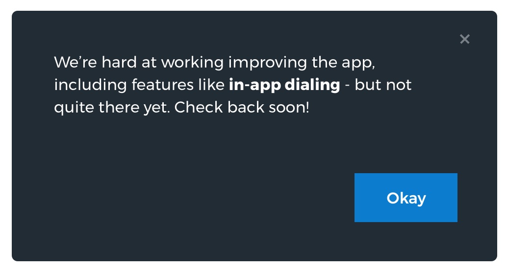 Model informing user about error