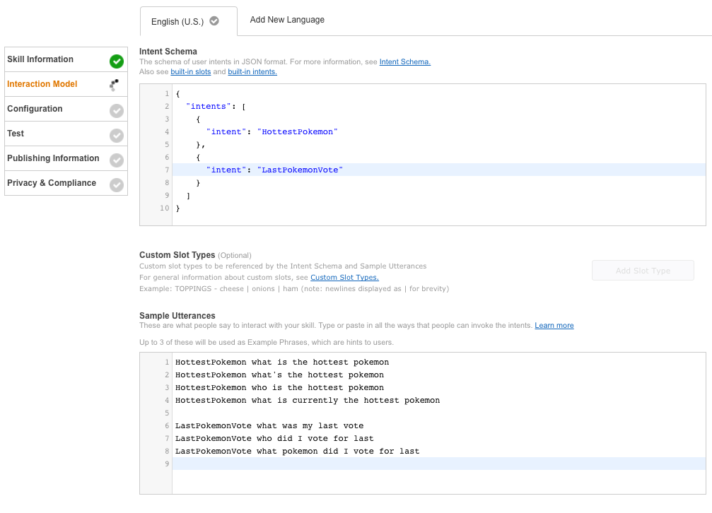 Interaction Model UI to configure