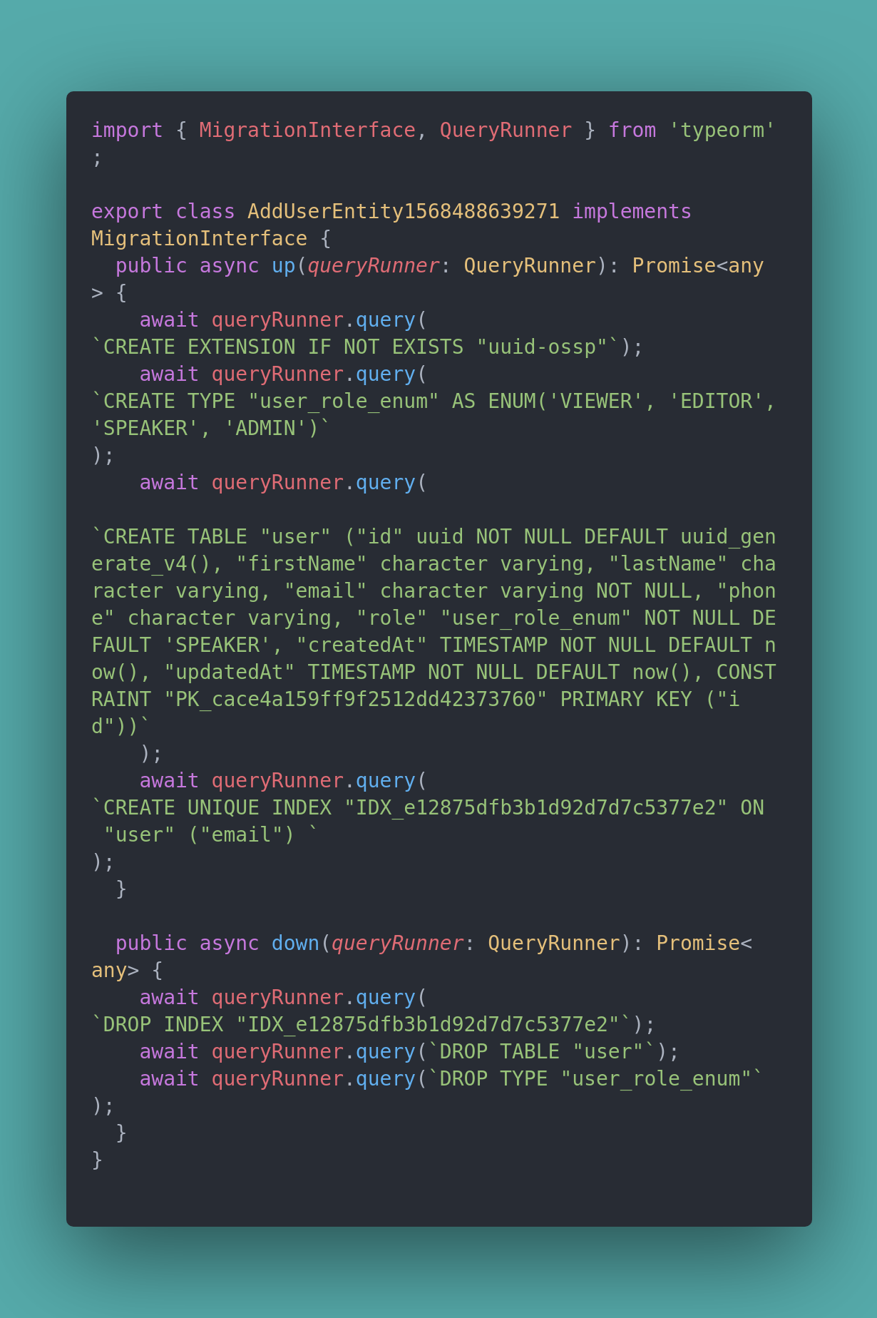 Typescript code