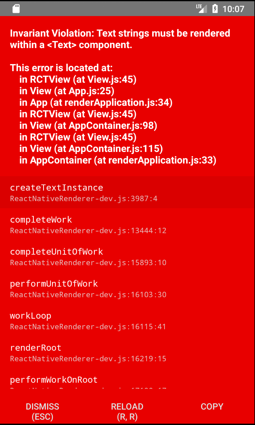 Red code error screen