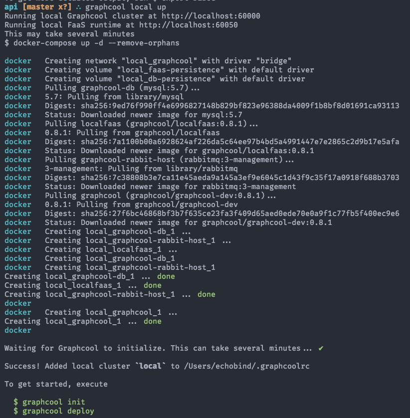 CLI UI of docker being set up