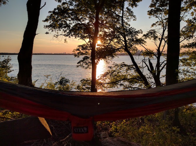 A hammock over the harbor