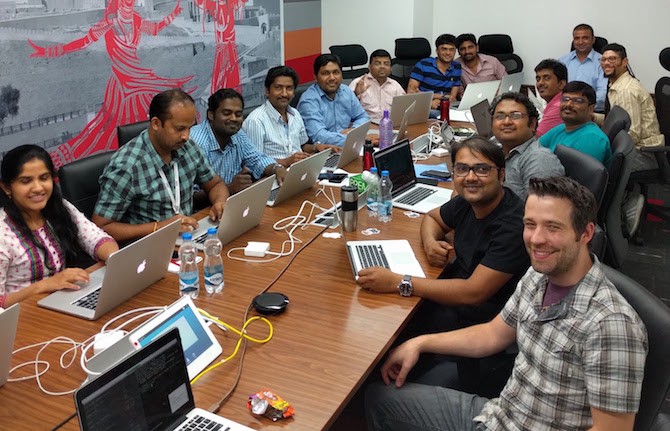 Training in Bangalore. The mural read “Amber Fort” and was used for an Ember training!