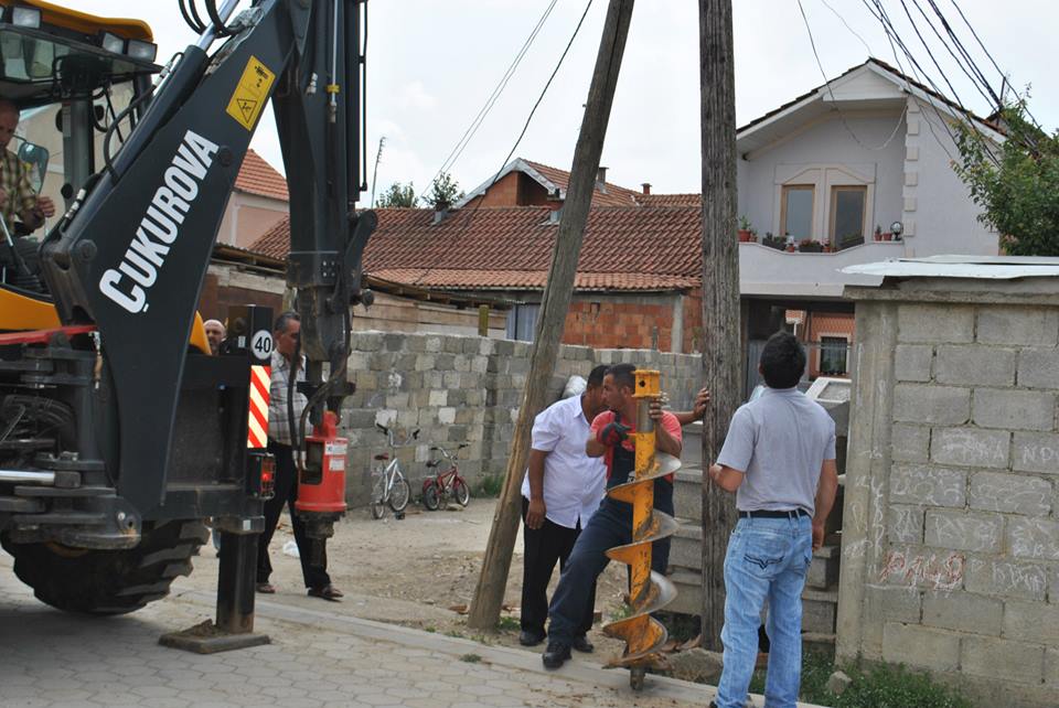 Installation of new utility poles at Arbana neighbourhood in Prizren