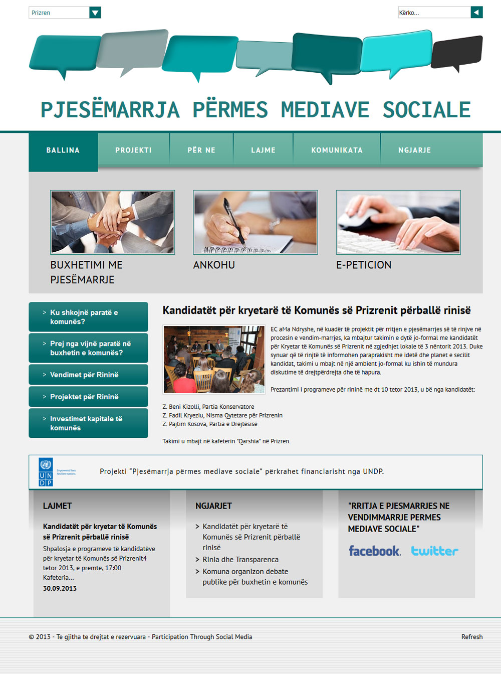 Lansohet web faqja “Pjesëmarrja përmes mediave sociale”