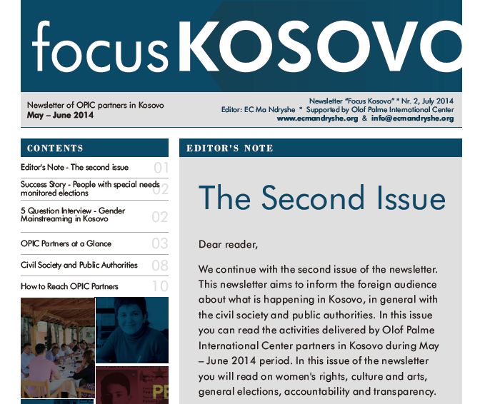 Second Newsletter of Opic Partners in Kosovo
