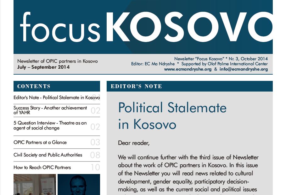 Third Newsletter of OPIC Partners in Kosovo