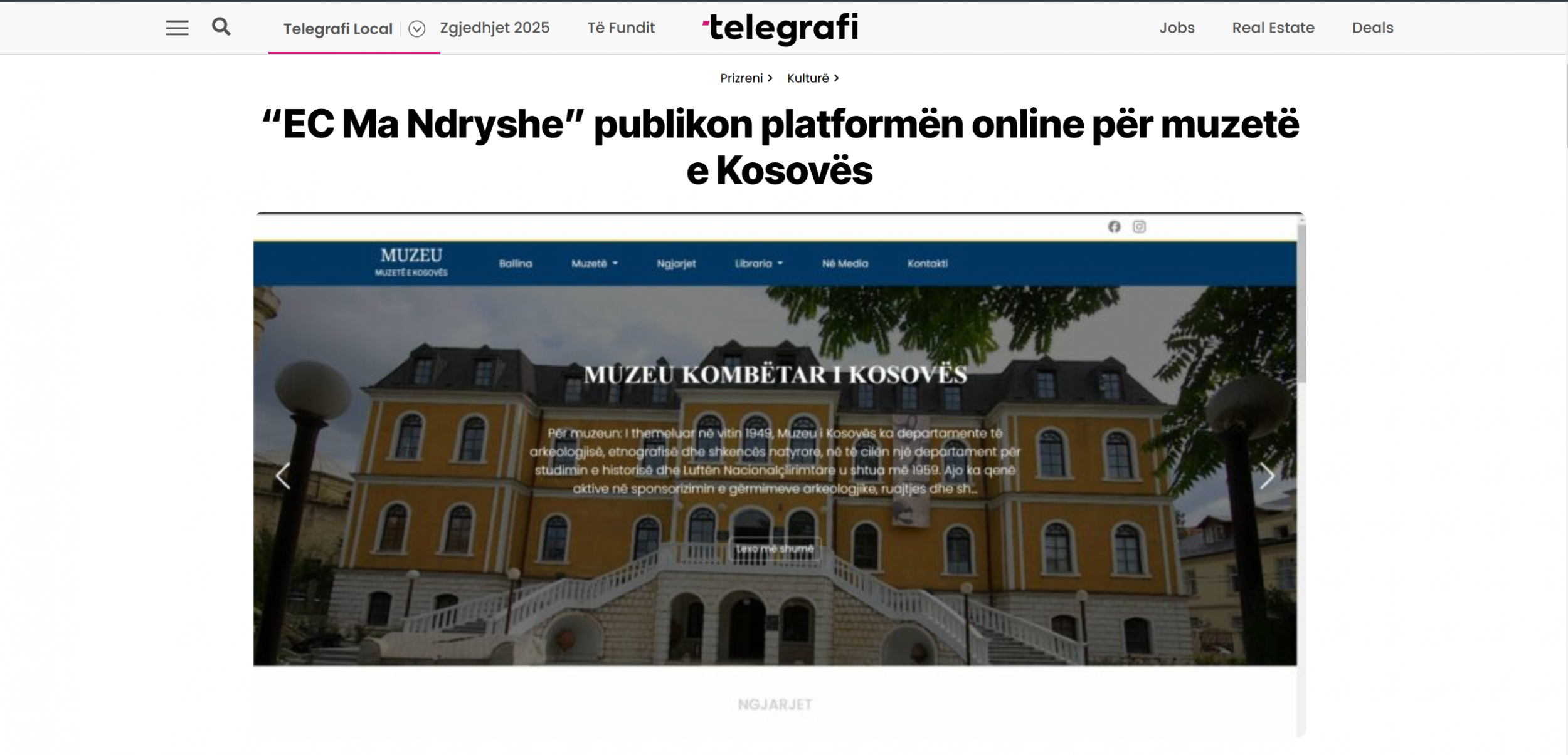 “EC Ma Ndryshe” publikon platformën online për muzetë e Kosovës