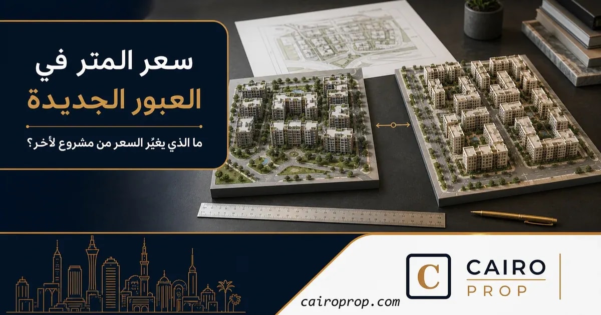 سعر المتر في العبور الجديدة: ما الذي يغيّر السعر من مشروع لآخر؟ سعر المتر في العبور الجديدة: ما الذي يغيّر السعر من مشروع لآخر؟