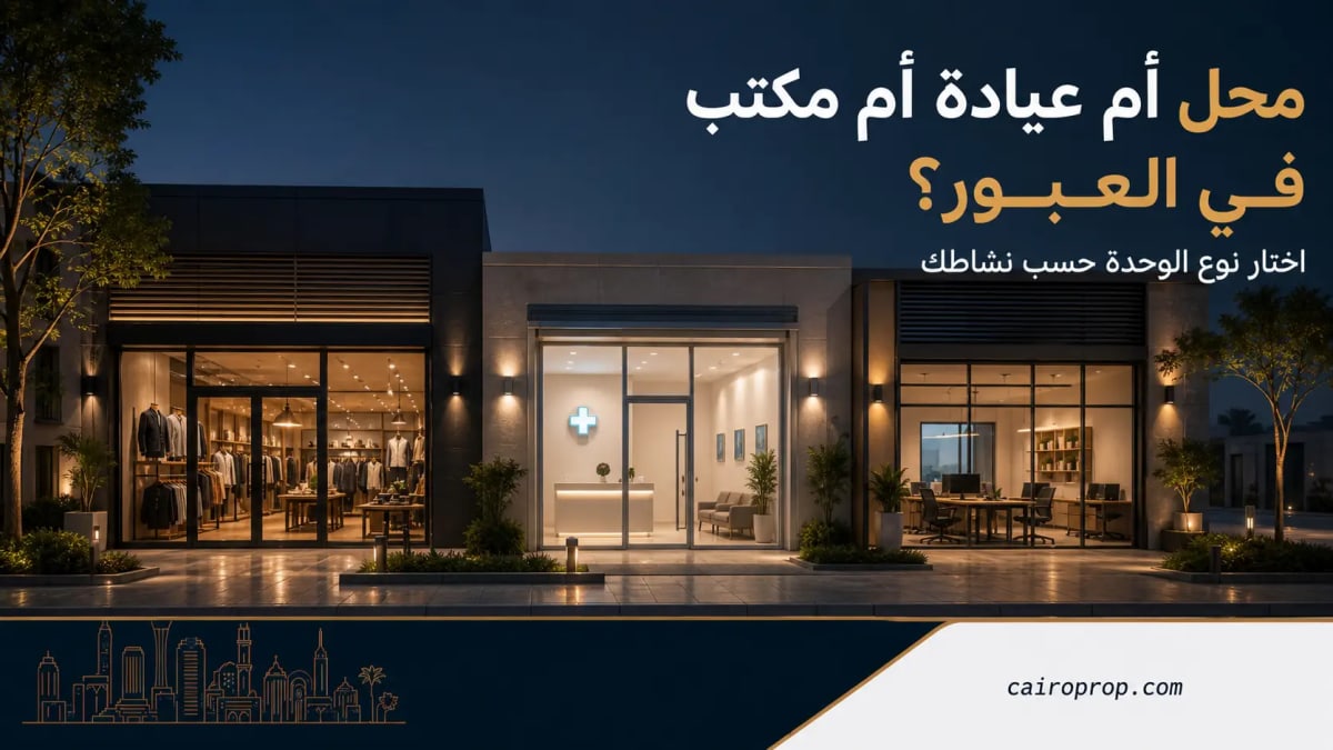 مقارنة بين محل وعيادة ومكتب في مدينة العبور
