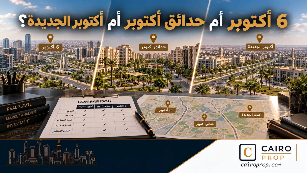 6 أكتوبر أم حدائق أكتوبر أم أكتوبر الجديدة؟ مقارنة للسكن 6 أكتوبر أم حدائق أكتوبر أم أكتوبر الجديدة؟ مقارنة للسكن
